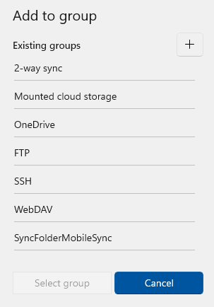 'Add to group' dialog